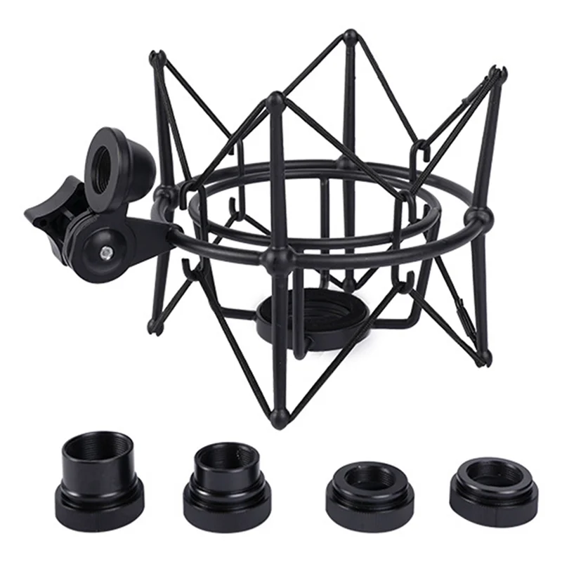 N88R Microphone Shock Mount Adjustable Mount Recording Mic Stand Metal Bracket Pod Microphone Stand (Black)