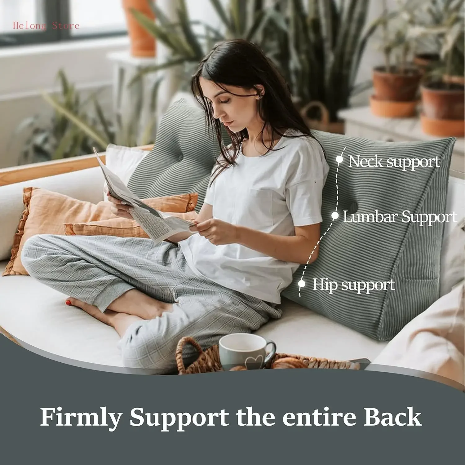 

Headboard Wedge Pillow Bolster Pillows Backrest Support Sitting Up Reading Pillow in Bed Rest, Large Lumbar Positioning