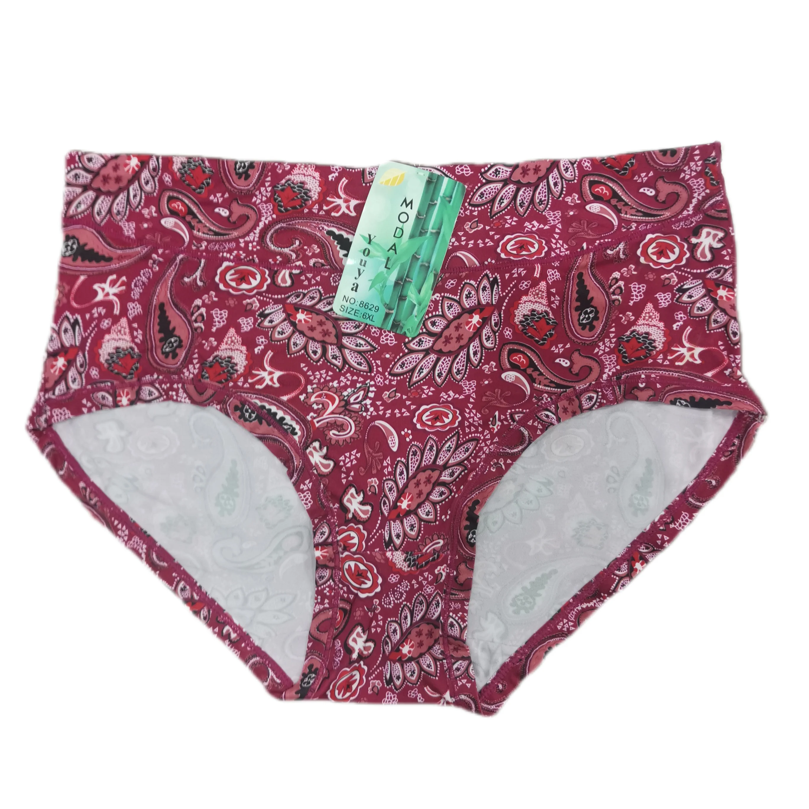 

Paisley Print Panties Plus Size Woman Clothing Women's Underpants Soft Modal Ladies' Briefs Mid Waist Woman Underwear Panty