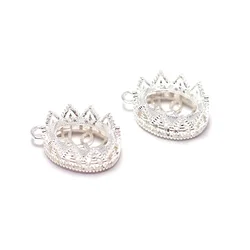 3pcs Crown Pendant,Silver Plated Brass Charms,19.5x12.67mm Ovel Drop Jewelry Necklace Making,Natural Stone Pearls Beads Disc
