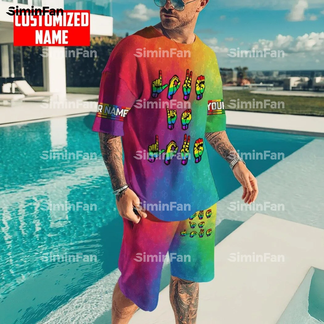 Lgbt orgulho jesus arco-íris 3d impresso camisa dos homens calções de bordo definir ternos de verão feminino camiseta topo treino de duas peças esportivas 1