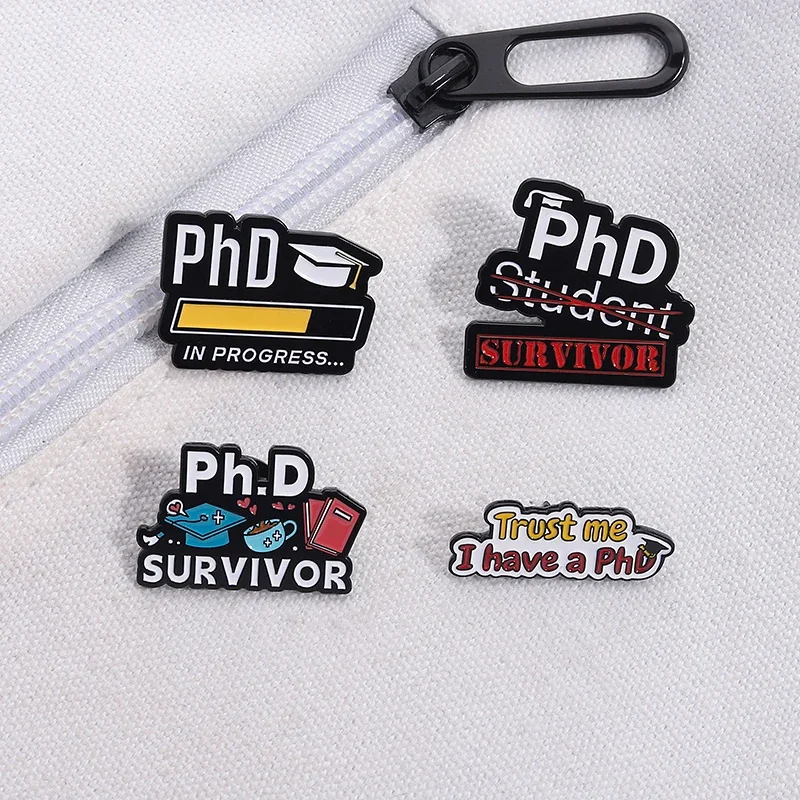 دكتوراه الناجي موسم التخرج المينا دبابيس الإبداعية ثق بي لدي دكتوراه بروش الملابس شارة التلبيب مجوهرات هدايا للخريجين