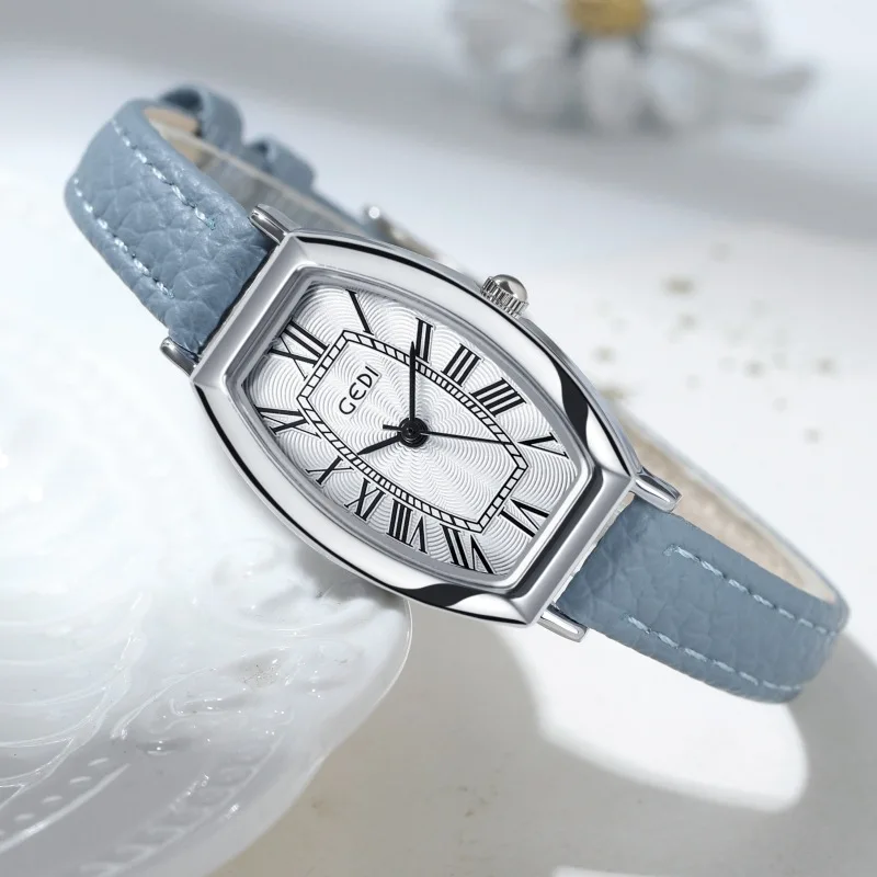 Small Roman scale women's watch retro barrel-shaped student watch niche high-end quartz watch