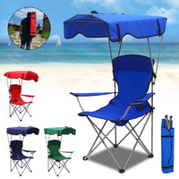 Portable Folding chair Beach Chair Fishing Chair with Sunshade Top with armrest For camping Picnics and Outdoor Activities