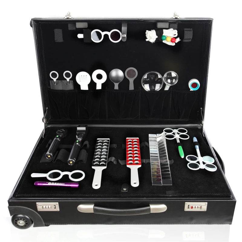 High quality optical ophthalmic instrument portable eye testing visual inspection set box