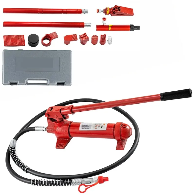 4 Ton/8800 LBS Porta Power Hydraulic Jack Repair Tool Kit Portable Hydraulic Ram with 3.9 Ft/1.2 M Oil Hose Power Set Auto Tool