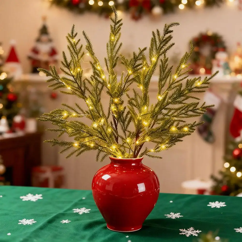 

Искусственные сосновые ветки, рождественские огни с сосновыми ветвями, искусственные цветы, рождественские украшения для украшения дома, Новый год