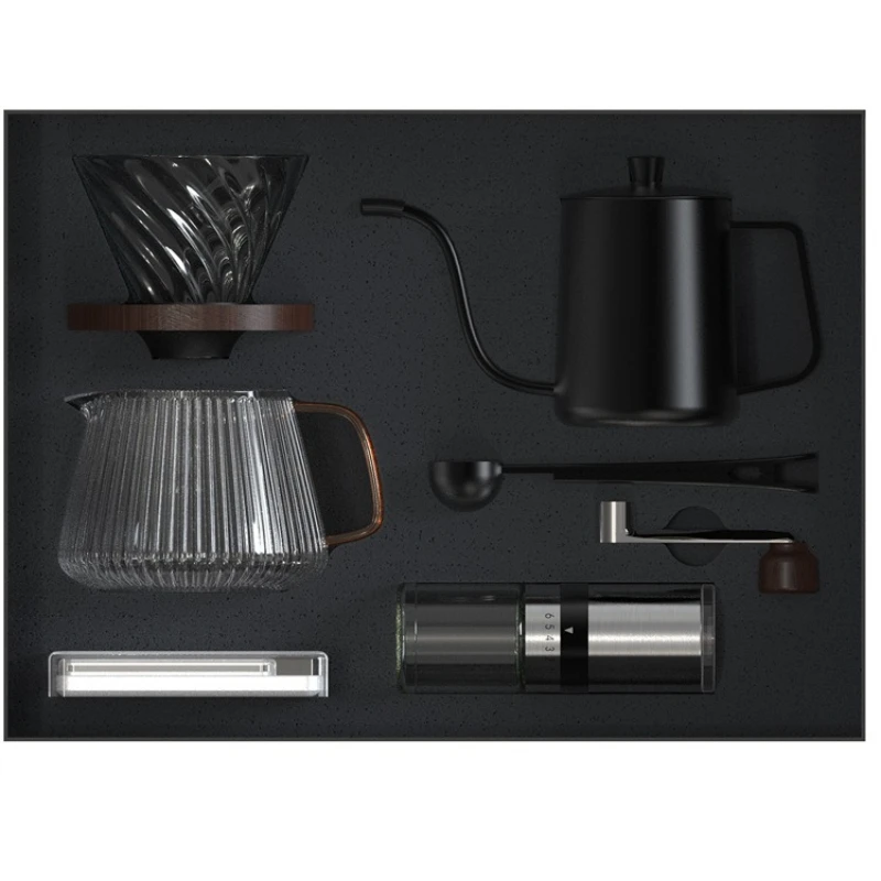 

Hand pour-over coffee set hand crank grinder box for outdoor home use