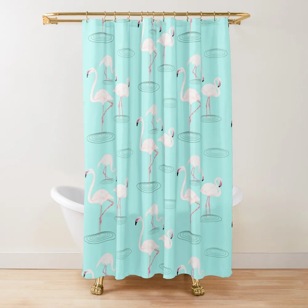 

Pink Flamingos in Water Shower Curtain Cover Elegant Bathroom Toilet Accessories Bathroom Curtain