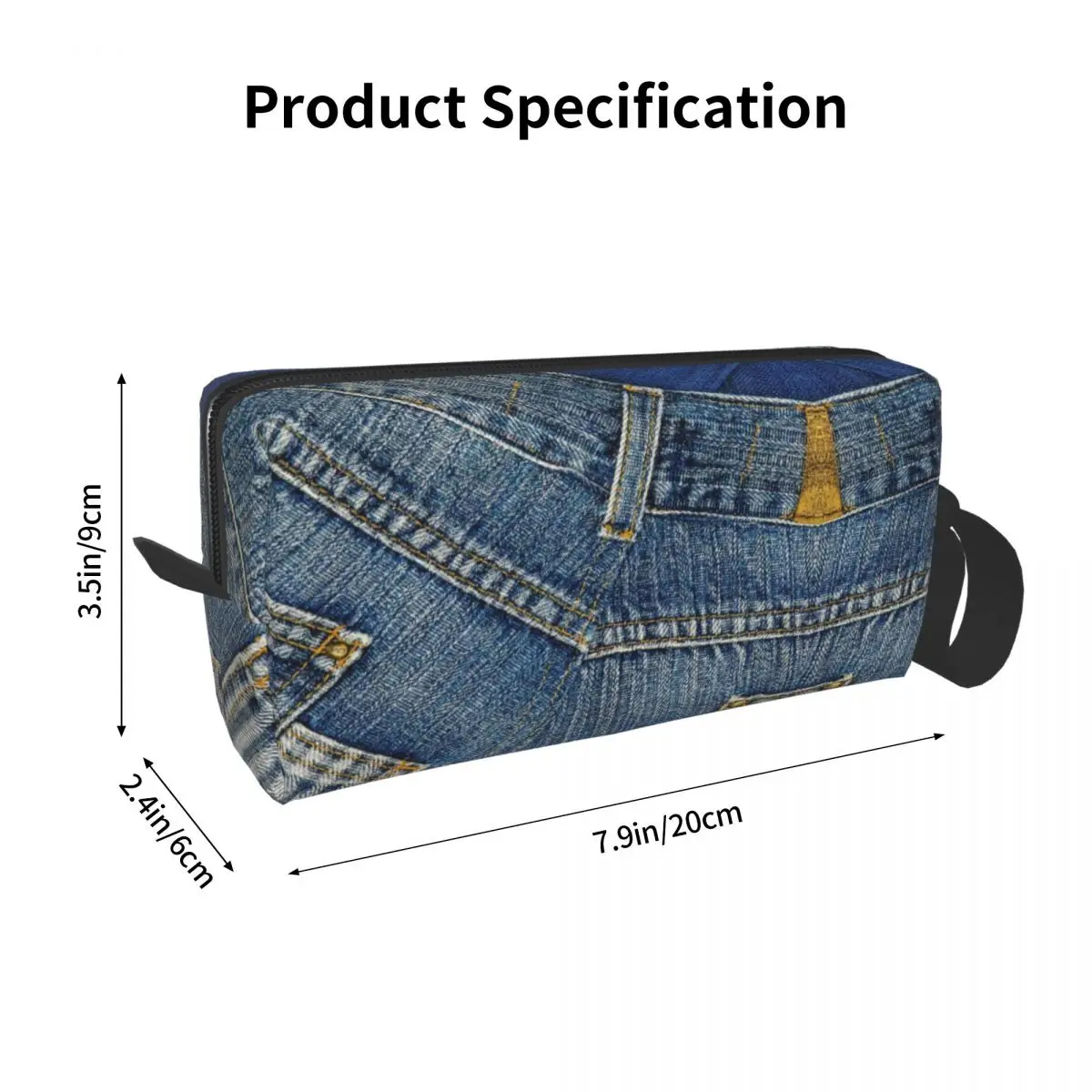 Behind Pants I Love Bluejeans Denim Makeup Bag Cosmetic Storage Dopp Kit Toiletry Cosmetic Bag Women Beauty Travel Pencil Case