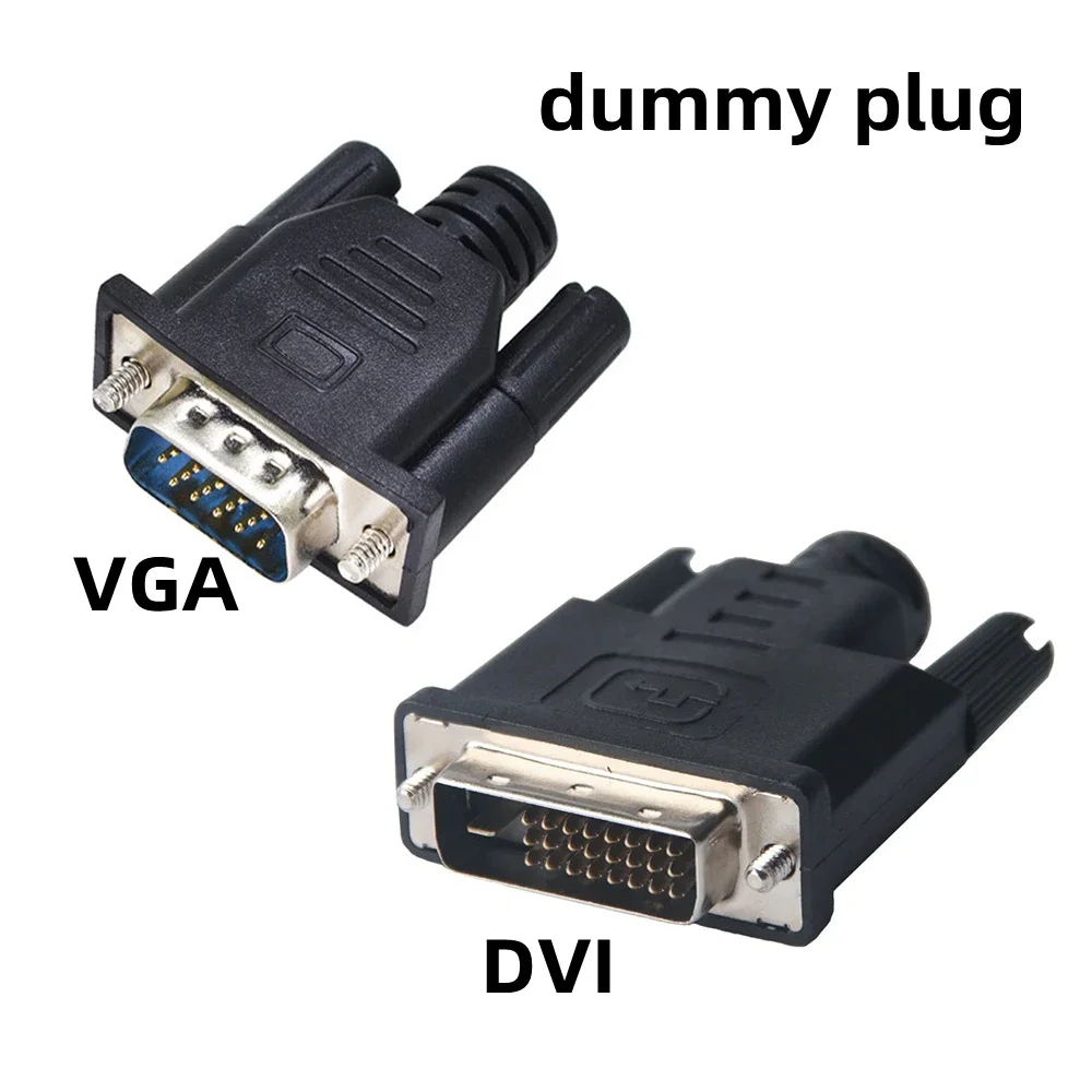 

VGA Dummy Plug DVI-D 24+1 Pin Display Emulator Virtual Monitor Graphics Card Adapter for Ethereum ETH BTC Mining 3840x2160@60Hz