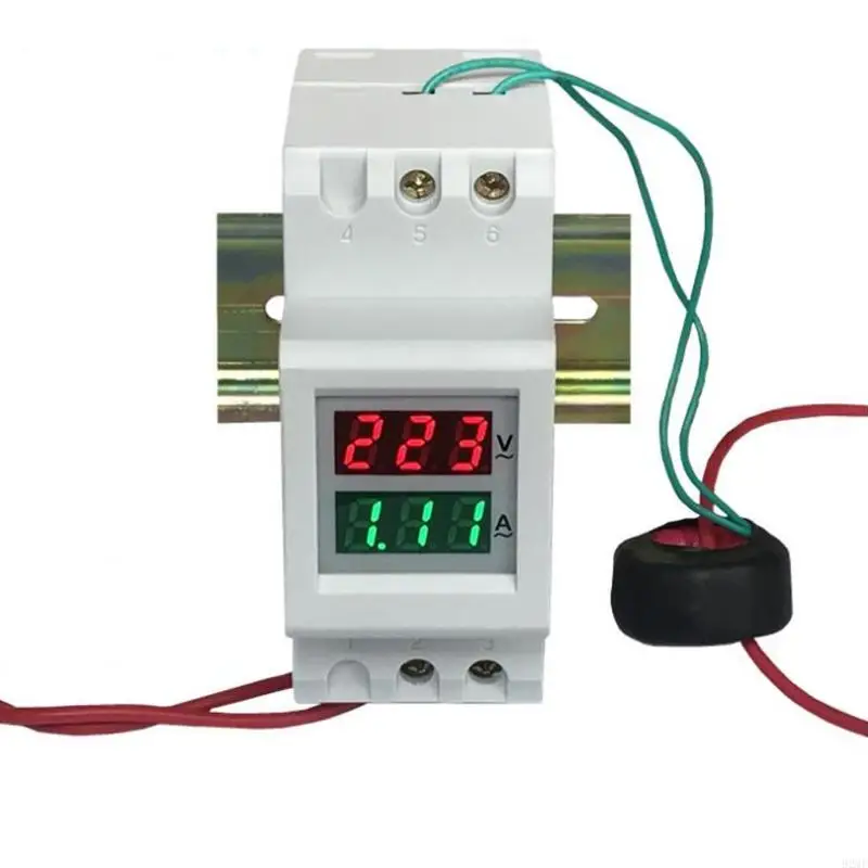 92MF 2P 36mm Din Rail Dual LED Voltage Current Meter Voltmeter Ammeter AC 80-300V 250-450V 0-100A