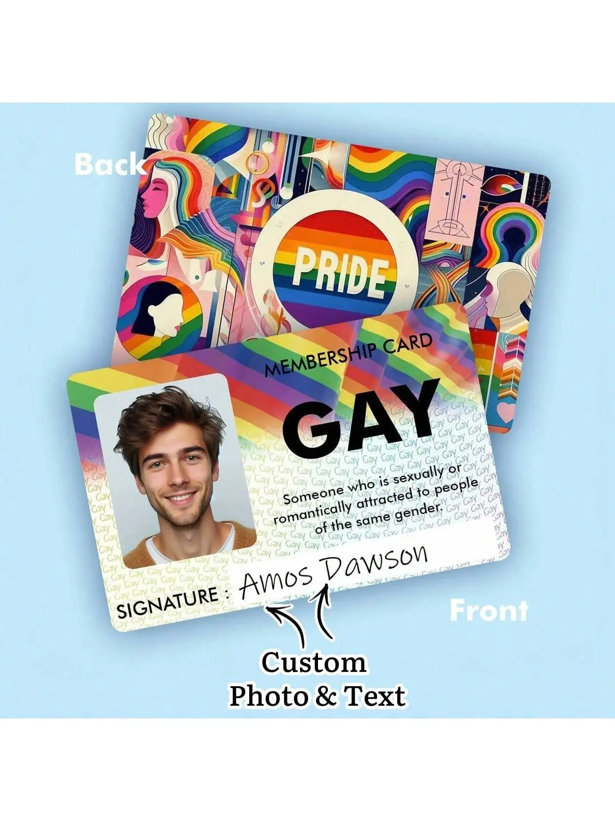 

Customized ID card photos, ID cards, various background card designs, customized lifetime membership cards for homosexuals, cust