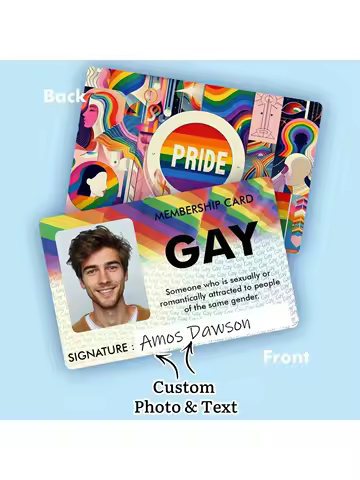 Custom Photo Gay Id Card, Custom Gay Lifetime Membership Card, Custom Lgbt Pride Card, Prank Rude Joke Friend Colleague Gift Idea