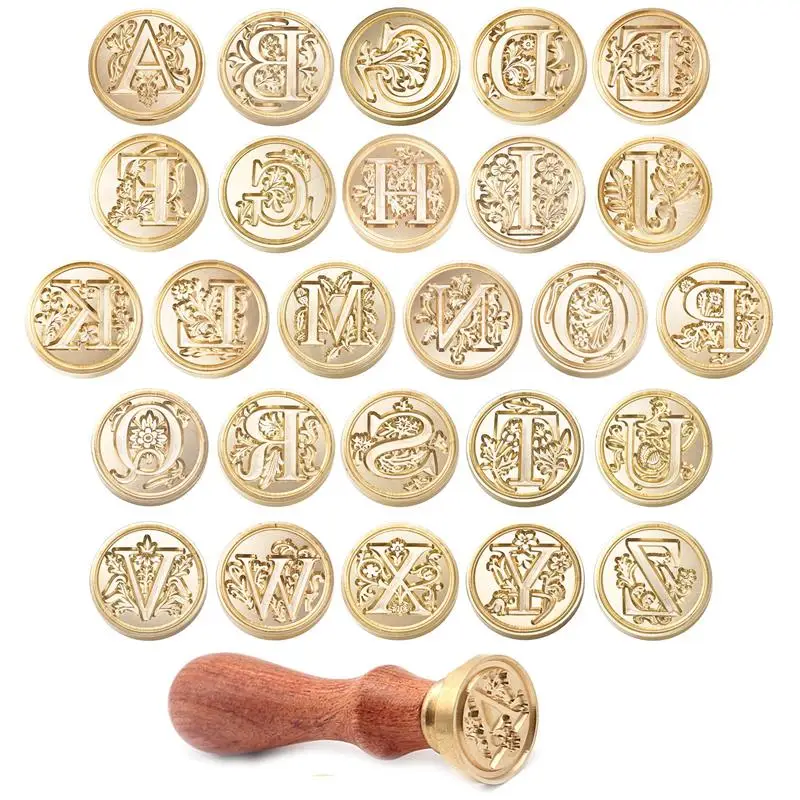 Wax Seal Copper Head Curlicue Vintage 26 Letters DIY Scrapbooking Vintage Wax Sealing Stamp Invitation/Envelop Gift