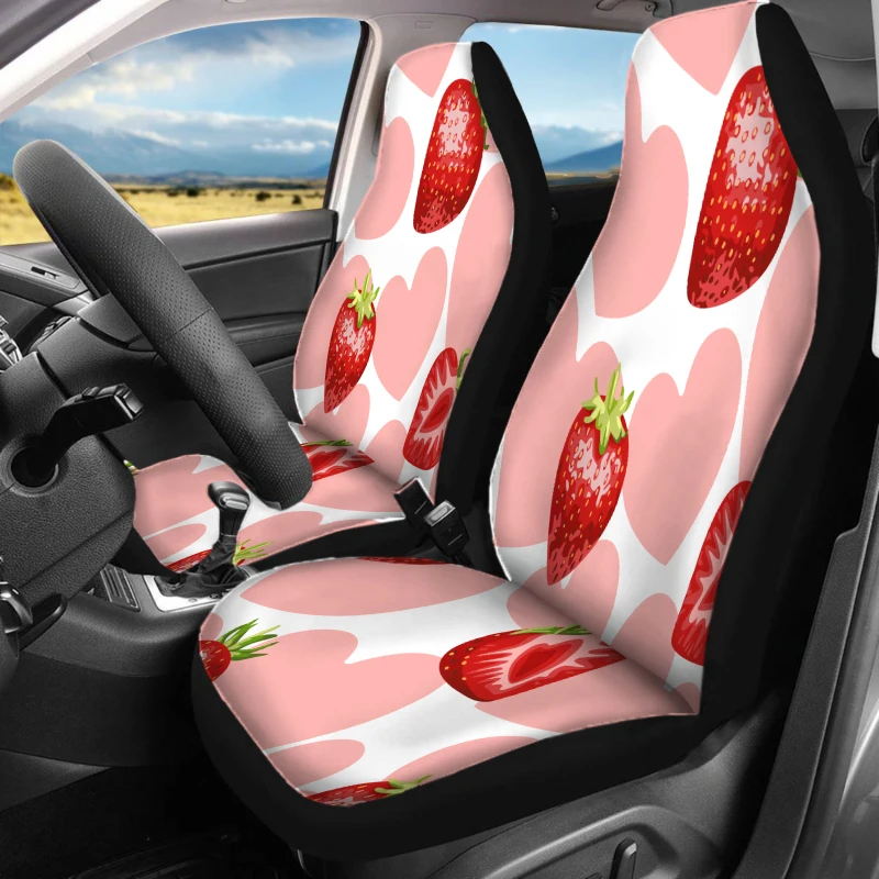 2pcs Car Covers For Front Seats Only | Polyester, Breathable, Machine Washable, Universal Fit For Most Truck Vans SUVs Sedan, St