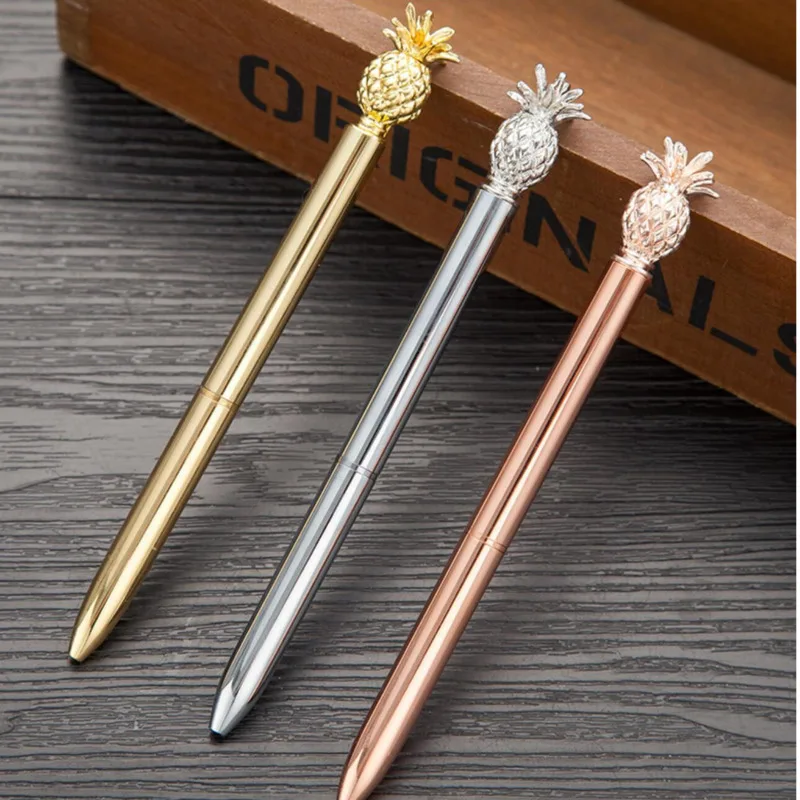 1 Piece Pineapple Ballpoint Pen Metal School Office Supply Stationery Rose Gold Men Luxury Gift Spinning Wedding Ellen Brook