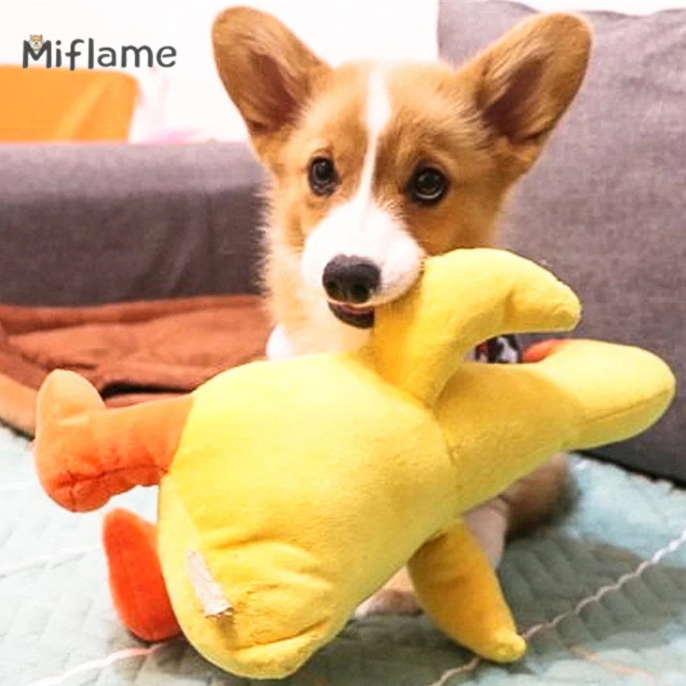 

Miflame New Small Dog Toy Vocalizing Plush Duckling Teddy Corky Pomeranian Faddo Bite Venting Interactive Puppy Toy Pet Supplies