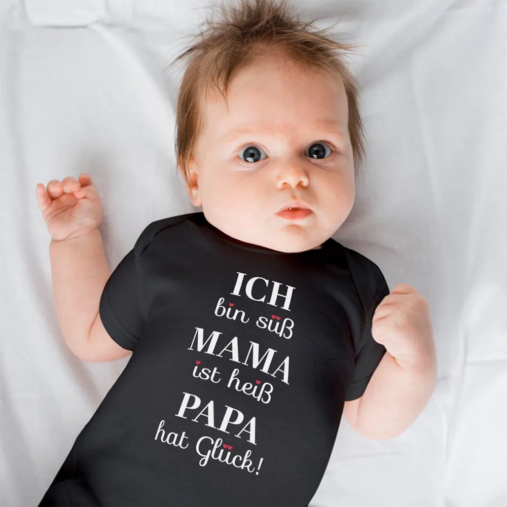 

I'm Cute Mom's Hot Dad's Lucky Baby Bodysuit Baby Shower Gift for Baby Announcement Funny Toddler Rompers Clothes