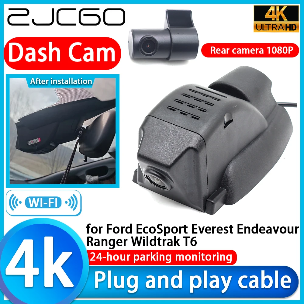 for Ford EcoSport Everest Endeavour Ranger Wildtrak T6 4K DVR Dash Cam Car Camera Lens 24H Monitor Parking Video Recorder