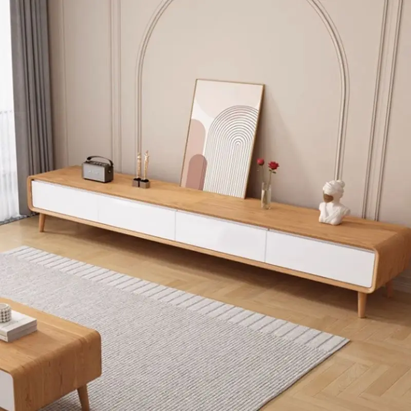 خزانة تلفزيون من الخشب الصلب، طراز شمالي، شقة صغيرة بسيطة، خزانة تلفزيون بسيطة ممتدة من الأرض حتى السقف