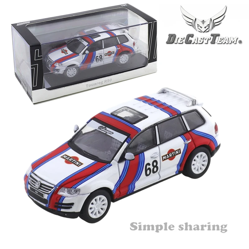 

Коллекционная модель автомобиля DCT SHADOW 1/64 Touareg R50 Series в расцветке Black Blue White Silver Martini, игрушка-украшение