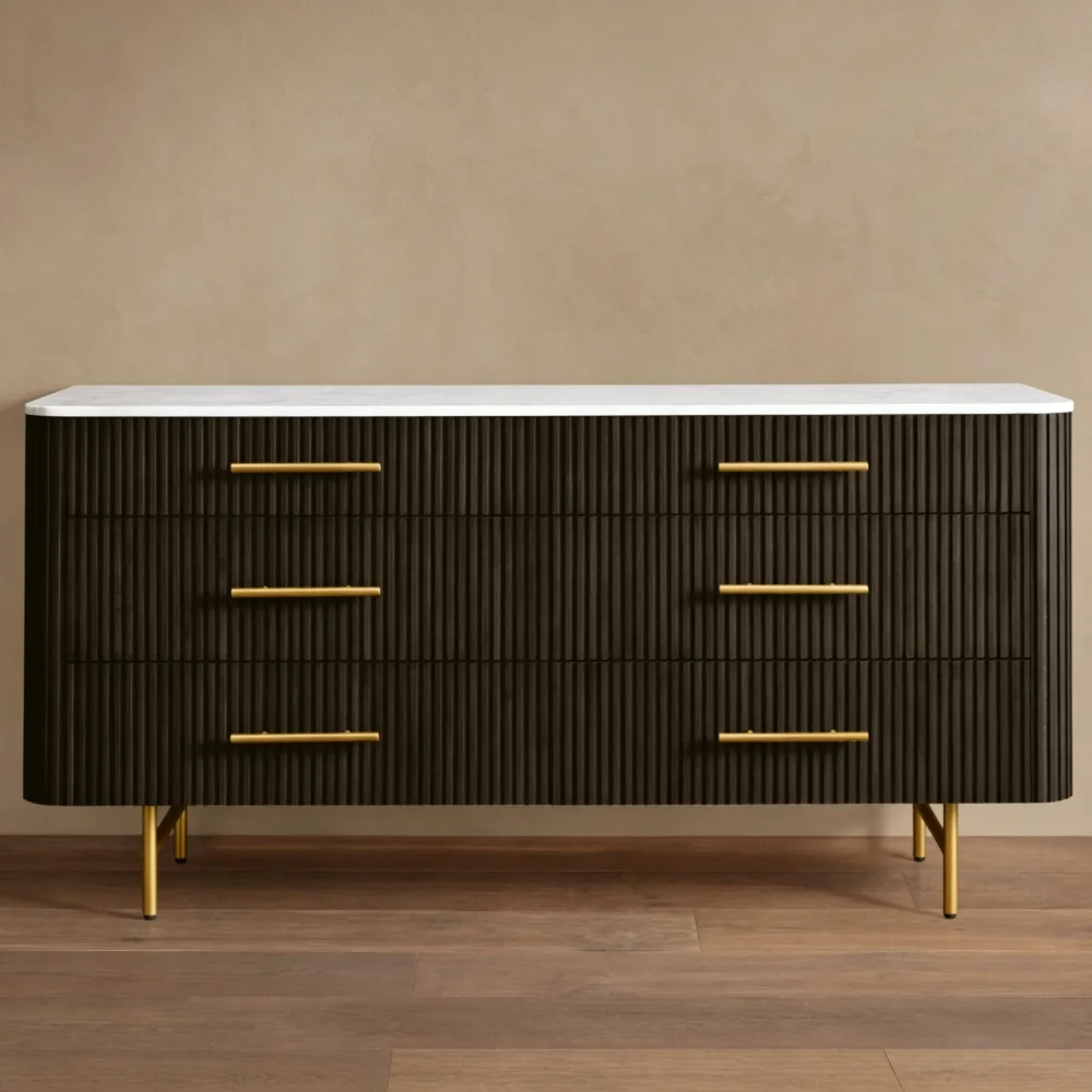 High-quality Luxury Solid Wood Modern Handmade 6-drawer Chest Bedroom Storage Cabinet Dressing Table
