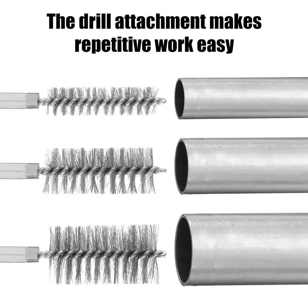 6/8/10/12/14Pcs Stainless Steel Steel Bore Brush Washing Polishing Tools 1/4 6.35mm Hex Shank Twisted Wire Borebrush 8-25mm