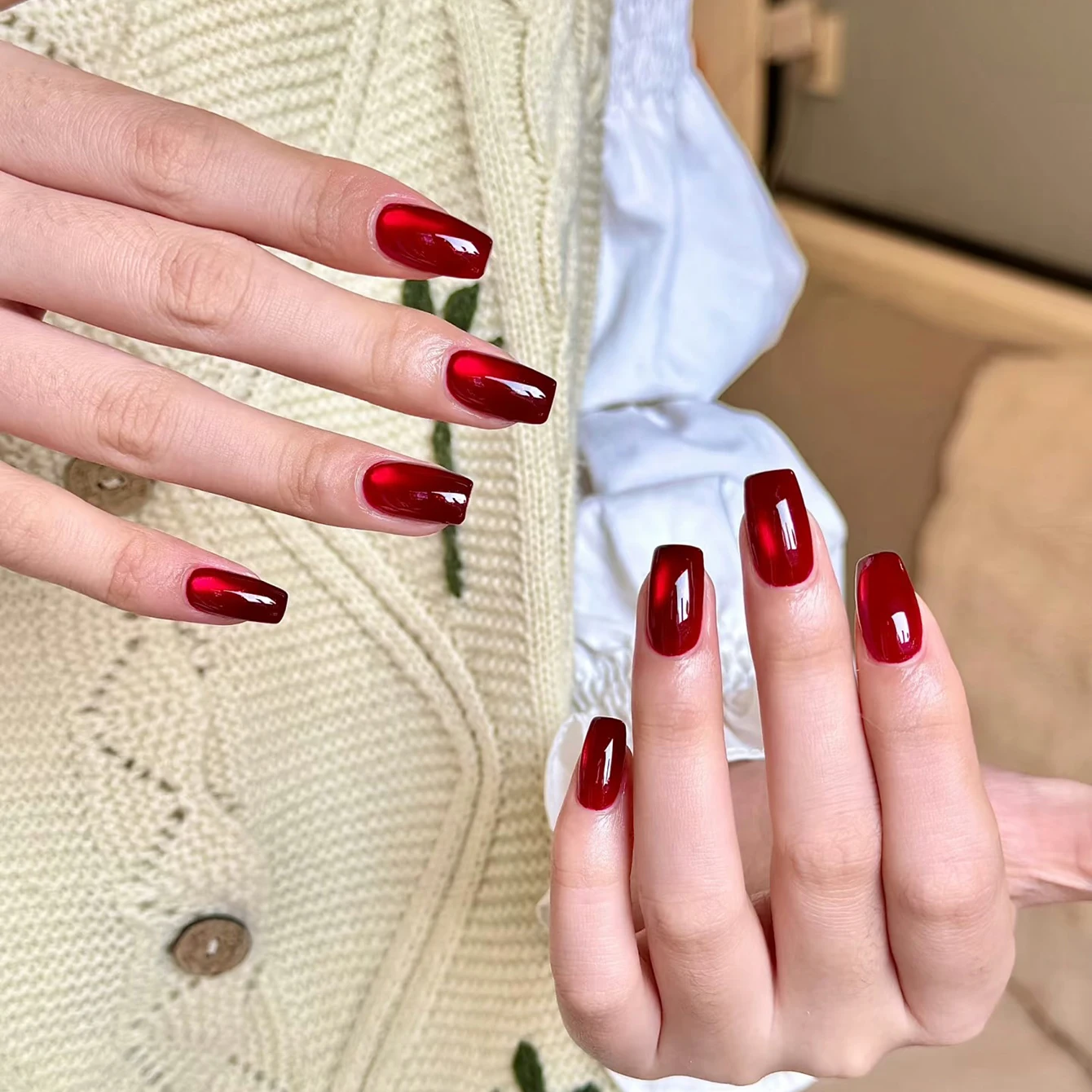 1 قطعة WS تبييض فلاش أنقرة الأحمر حمامة الدم الأحمر الزجاج حبة القط العين مسمار الفن شعبية دم البقر روبي القط العين هلام طلاء الأظافر