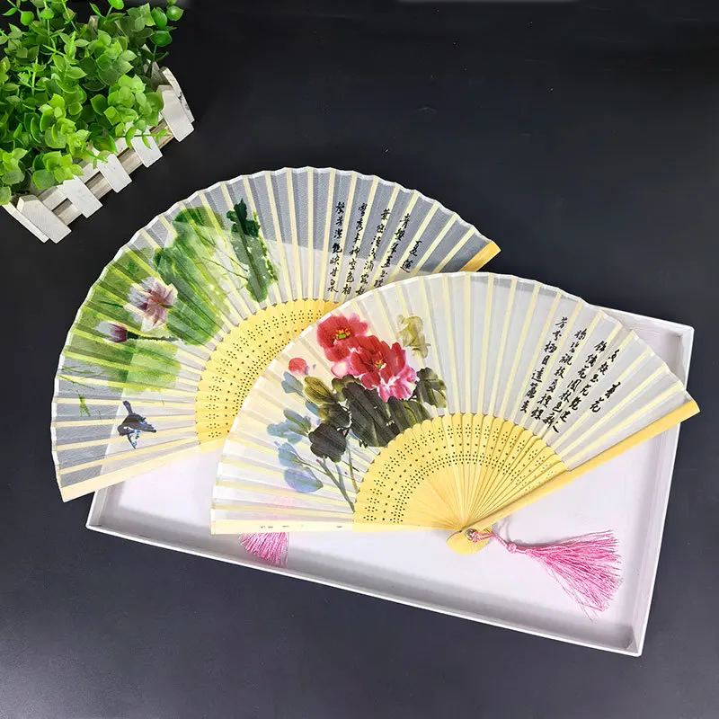 Personalized Custom Logo Text, Laser-Engraved Names and Dates, Traditional Style Folding Fan for Women, Made of Pure Silk, Chinese Style, High-End Fan, Semi-Transparent, Foldable, Portable, Craft Fan for Dance