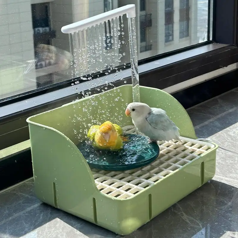 Lavabo eléctrico de baño para pájaros con circulación automática de agua, bañera de lluvia para budgerigars, calopsitas ypeonías