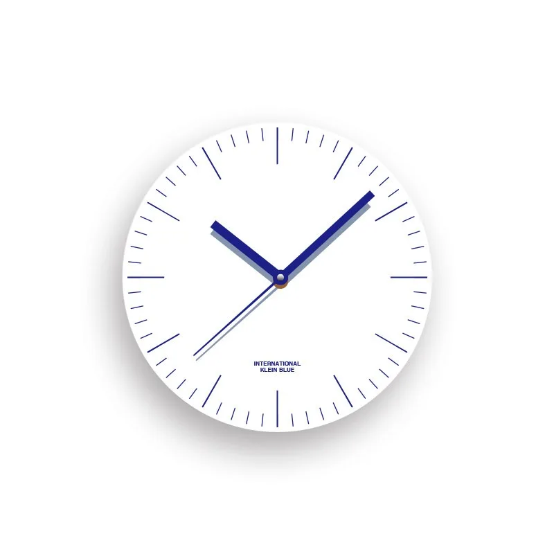 Klein Blue,White Minimalist Wall Clock,Creative Nordic Japanese Design,Silent Sweep Second Hand,Perfect for Living Room & Office