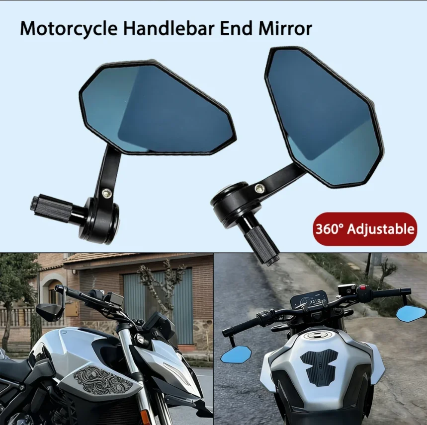 2 Stück Motorrad-Lenkerendenspiegel aus Aluminiumlegierung, 7/8 Zoll, universelle Rückspiegel für DUKE250 DUKE390 MT03 CB650R – Detail 1