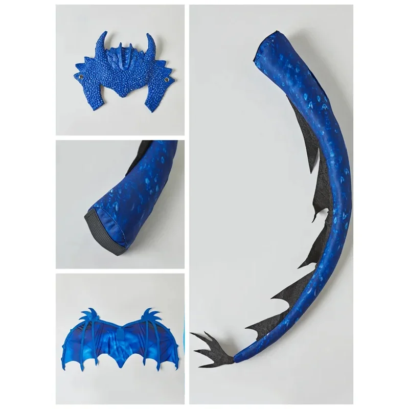 بذلة Boy The Frost Blue Dragon Knight للأطفال لحفلات الهالوين كرنفال مع قناع ذيل الجناح