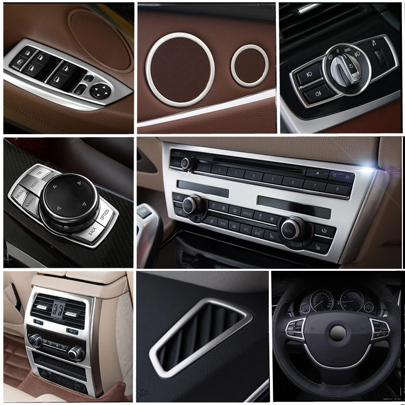 Chrome Accessories for BMW 5 Series GT F07 Car Interior Gearshift Air Conditioning CD Panel Door Armrest Cover Trim Car Stickers