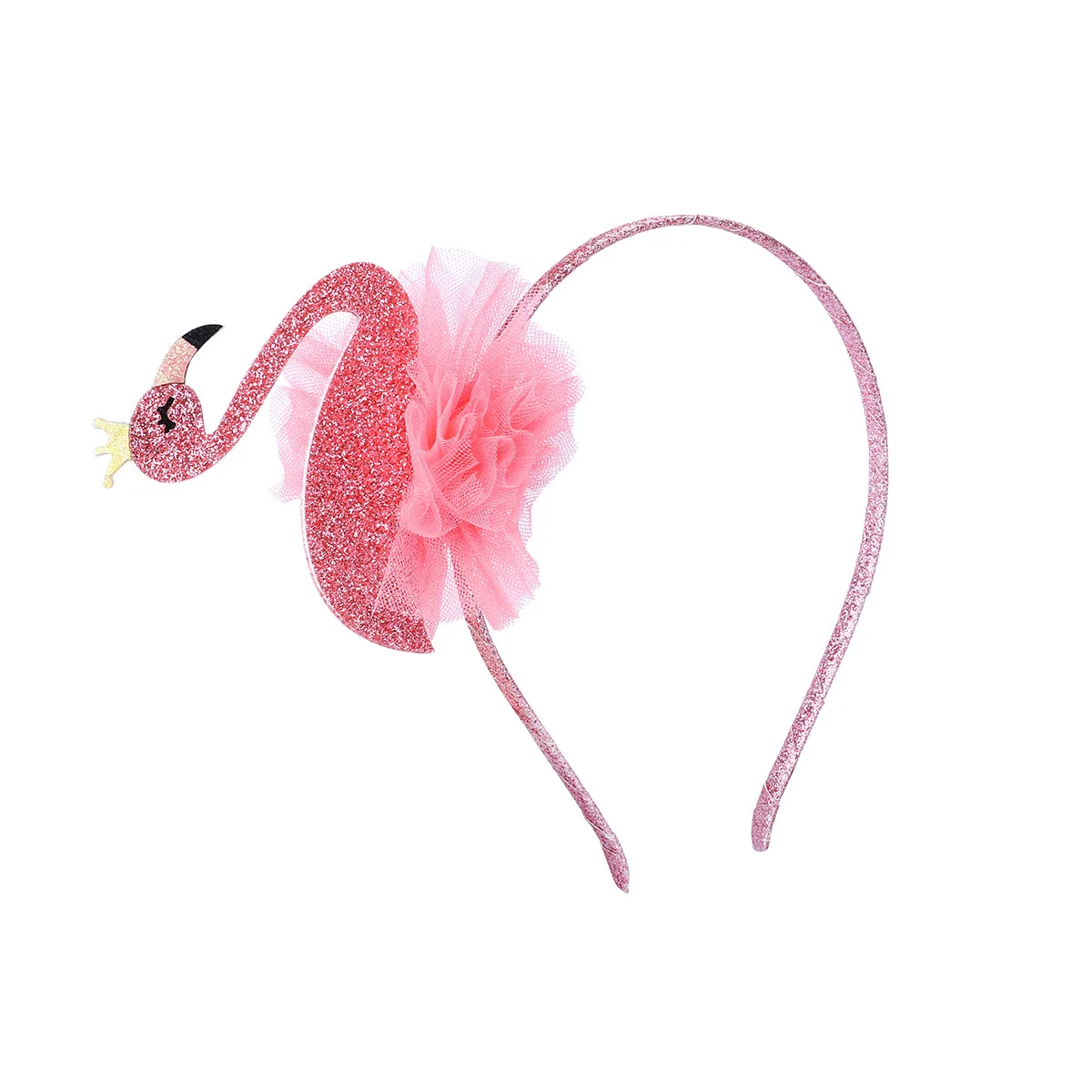 

10pcs Glitter Flamingo with Tutu Hairbands Cartoon Bird Hard Headbands Princess Headwear Boutique Hair Accessories for Girls