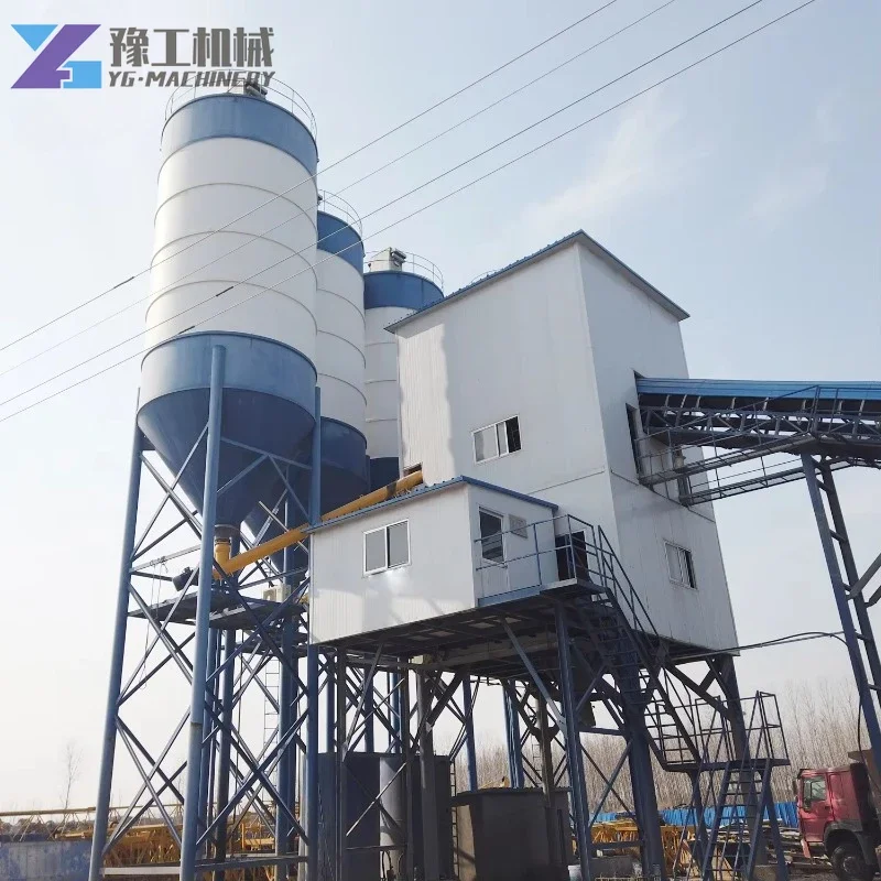 YG HZS25 To 240 M3/h  Mobile Skip Hopper and Belt Conveyor No Foundation Fixed Concrete Batching Plant