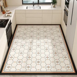 American Retro Carpets for Living Room Oil-proof and Waterproof Kitchen Mat Pvc Cutable Leather Rug Home Washable Non-slip Rugs