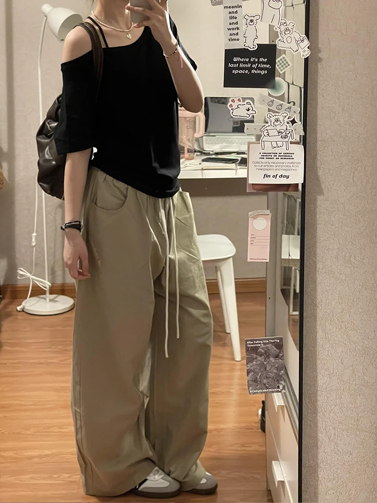 Bla Off-oulder Loose ort-Sve T-irt Women's Summer New Sle Pure Desire Spicy Girl Diagonal Collar Bone Exposure Top