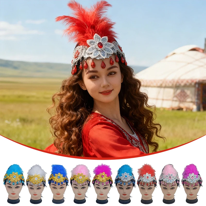 إكسسوار شعر لأداء المسرح، غطاء رأس من ريش الرقص الشعبي قابل للفصل، ديكور زي DIY لمهرجان الرقص الثقافي #3