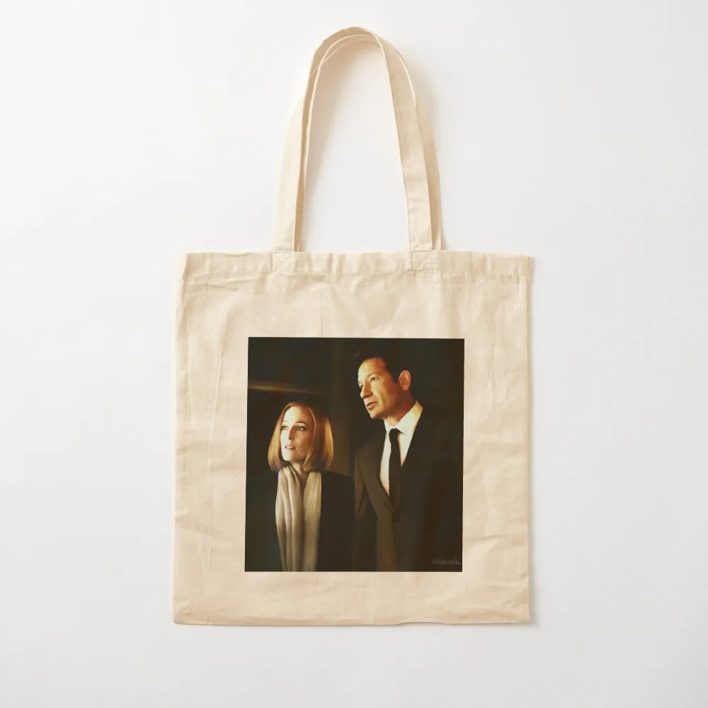 

Mulder and Scully - oil color painting Tote Bag handbag sac pour femme woman shopping bag Handbags Canvas Tote Bag