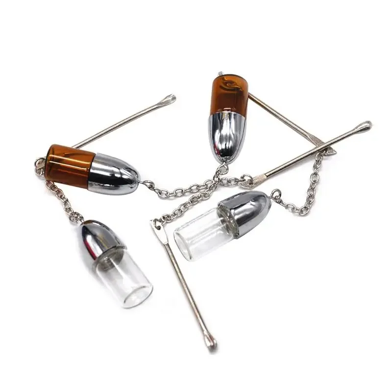 2Pcs Portable Glass Pill Cases Bottles Metal Pocket Pill Boxes with Earpick Clear Waterproof Daily Storage Container Pill Holder