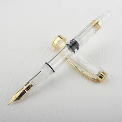 High Quality Plastic Transparent Fountain Pen F/EF Nib 0.5mm Hooded Nib 0.38mm Colorful Ink Pens School Office Supplies