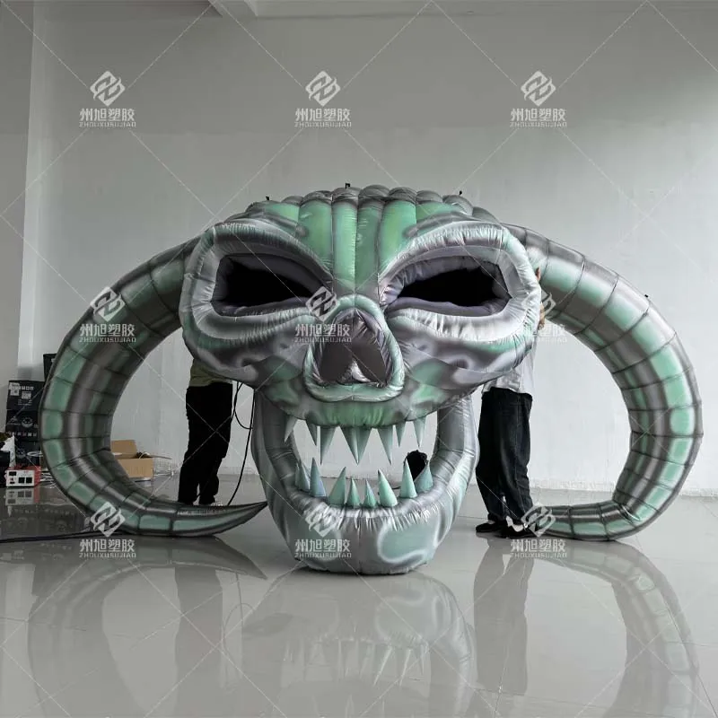 4M Giant Inflatable Skull,Hanging Ghost Head Amusement Park Atmosphere Decoration,Halloween Horror Prop Decoration