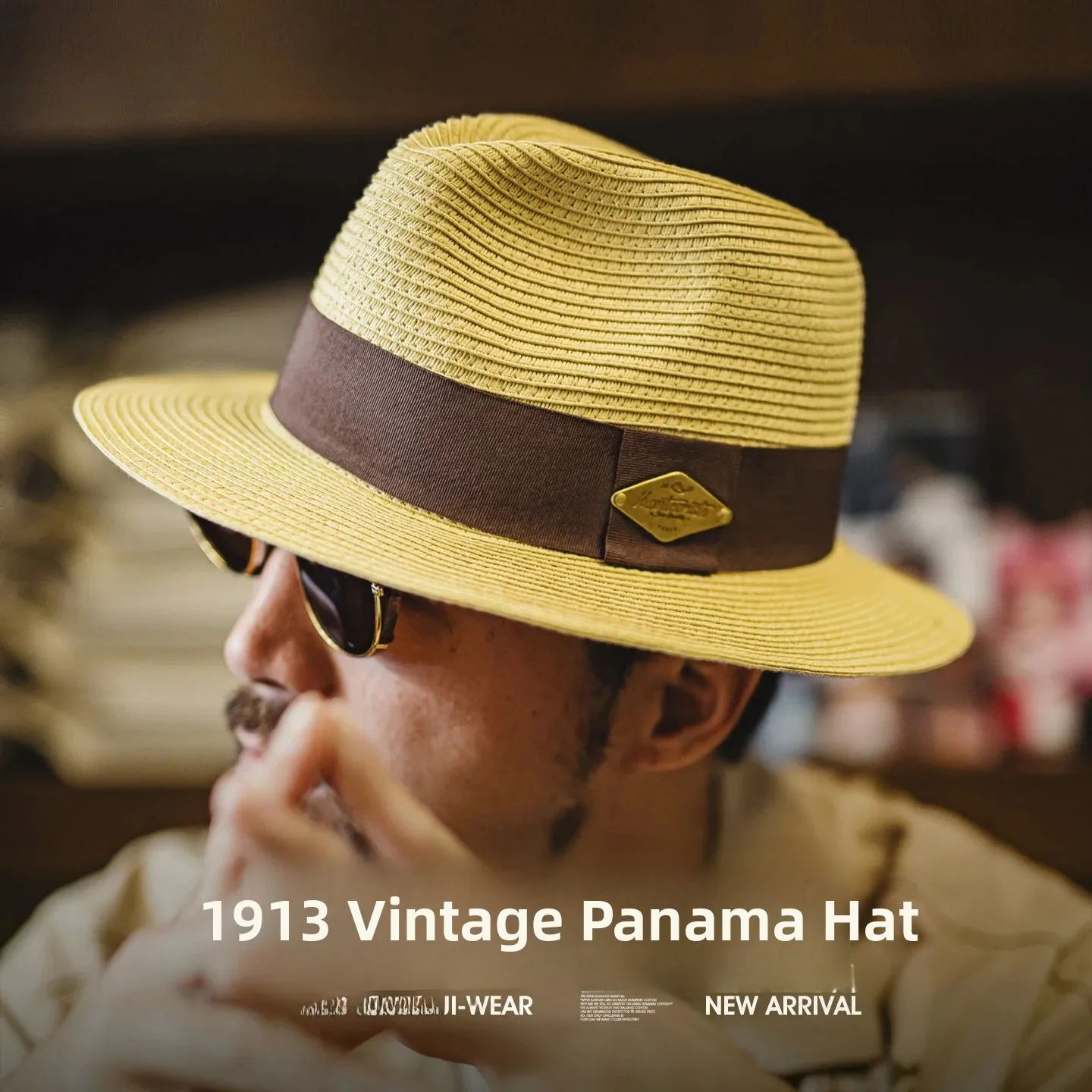 American Retro Vintage Mesh Weave Panama Hat Outdoor Sun Protection Grass Cap Spring Old Money Style Breathable Short Brim Hat