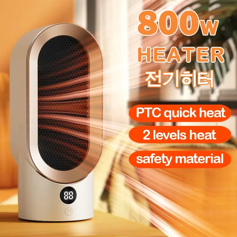 

800W Portable Ceramic PTC Heater Fast Heating Desktop Home Office Electric Heater Fan Mini Radiator Warmer Machine Bedroom Warm