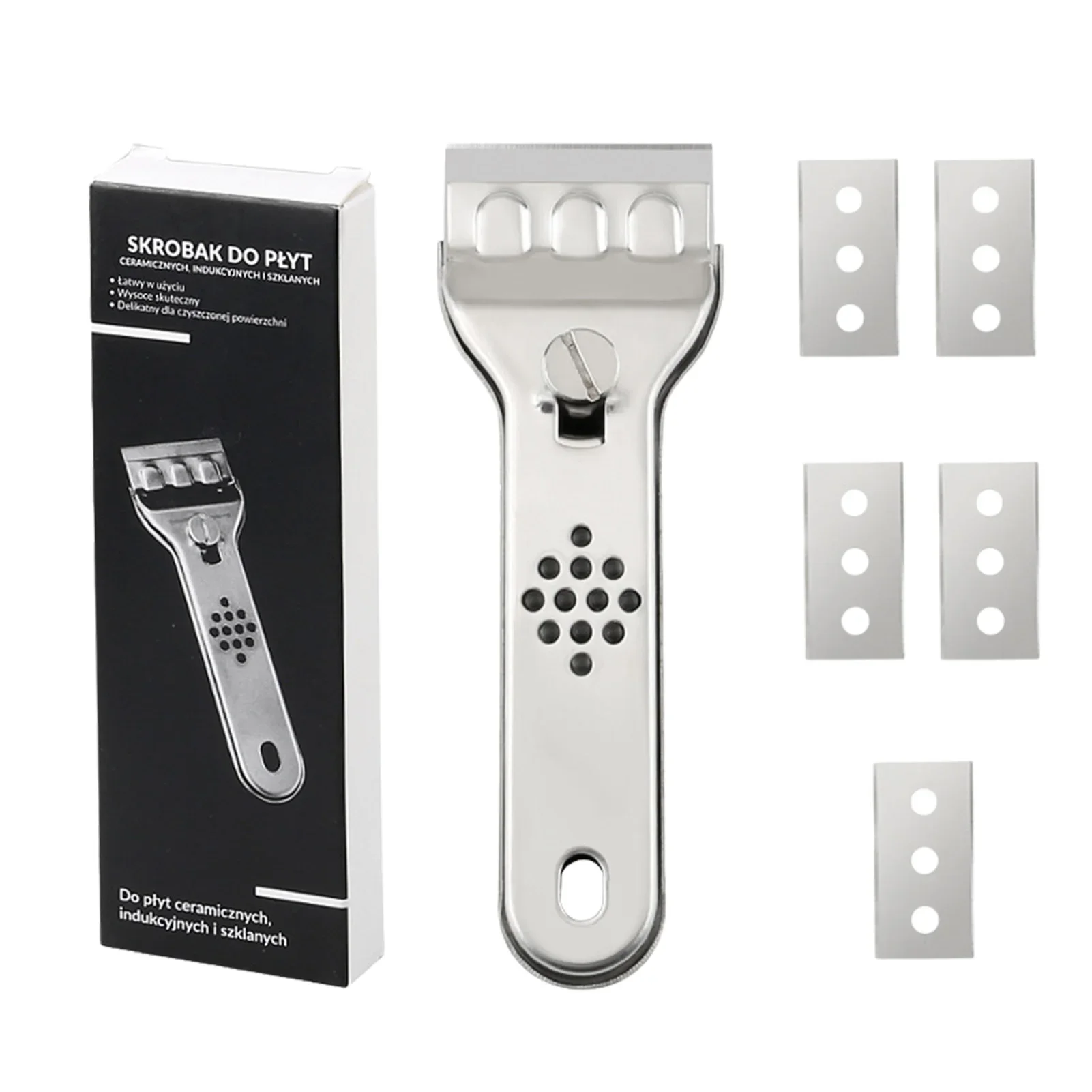 Placa de cocina de inducción de cerámica, herramienta limpiadora de raspador de placa de cerámica de vidrio multifunción con hoja, herramienta raspadora de pintura