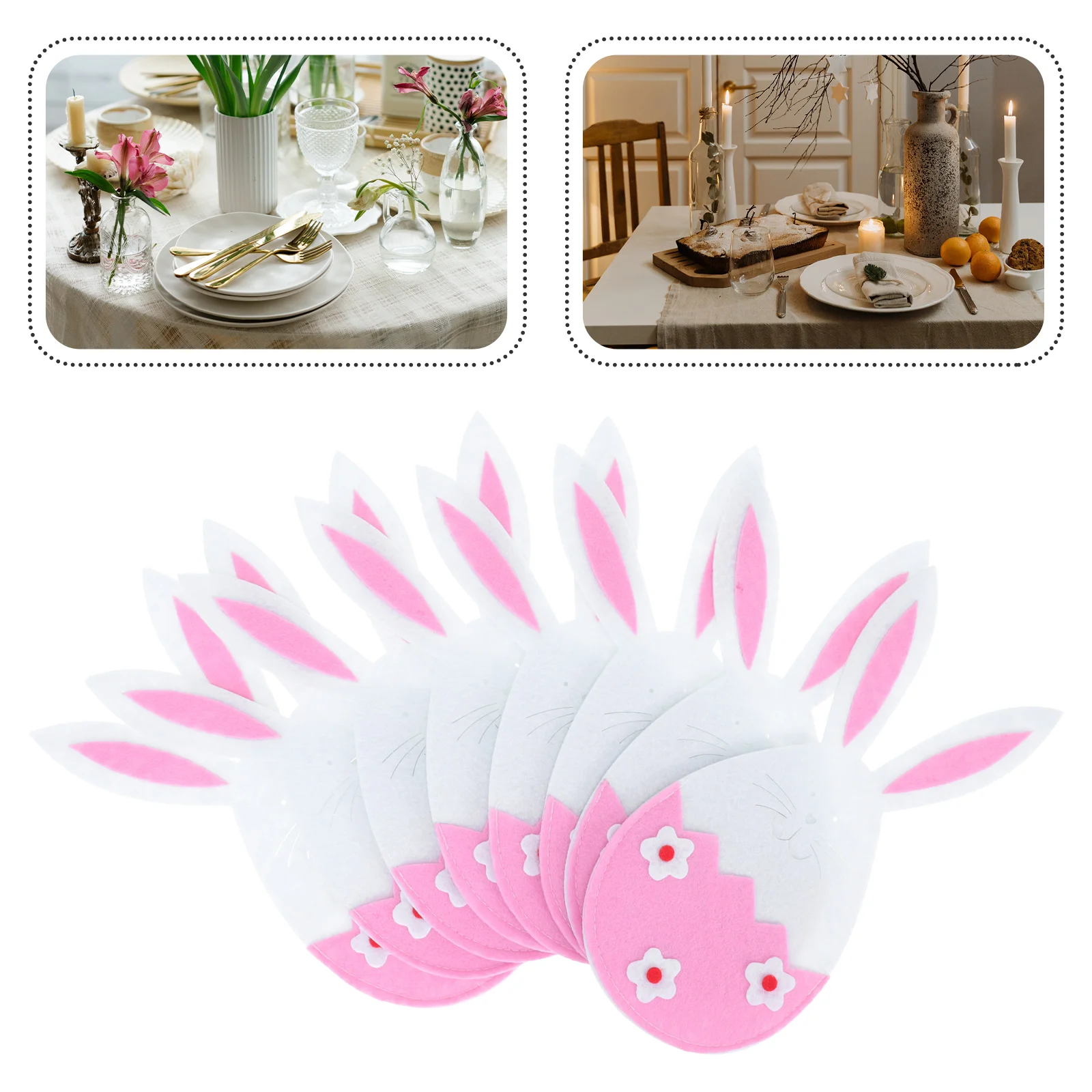 

8 Pcs Rabbit Head Cutlery Bag Shape Tableware Pouch Eastertable Decor Holder Bags for Party Serving Utensils Adorable Knife