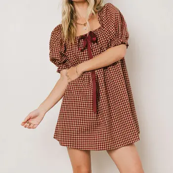 10 best sales sukienka w kratkę gingham damska - №1