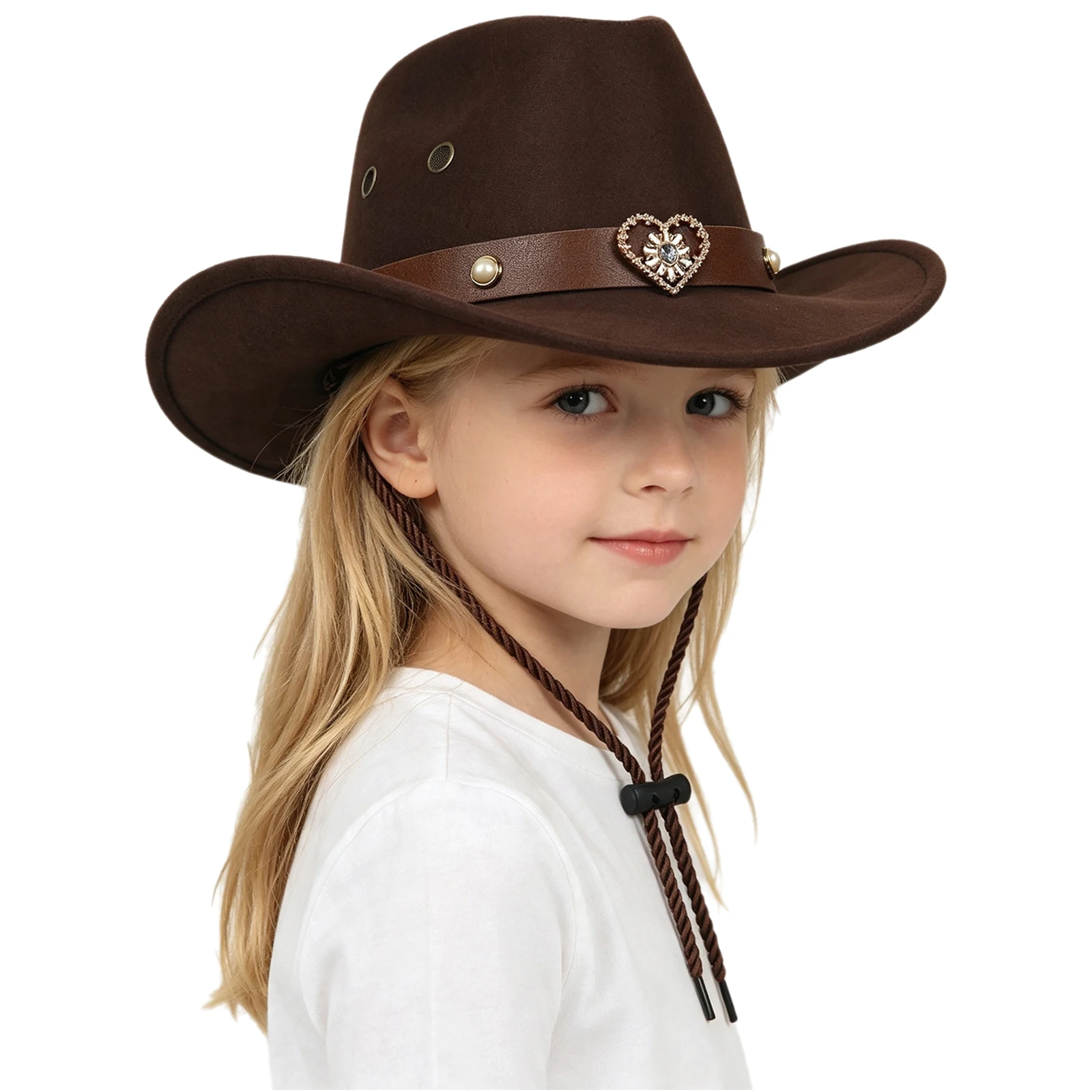 Children Boy Girl Retro Western Cowboy Hat Wide Brim Cap Headwear Halloween Theme Party Carnival Cowgirl Role Play Costume Prop